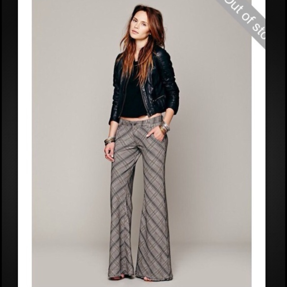 Free people low rise plaid flare pants